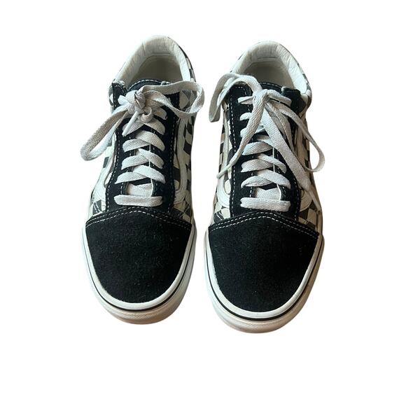 Black White Checkered Low Top Vans Size 6 Men’s Size 7.5 Women - Picture 4 of 11